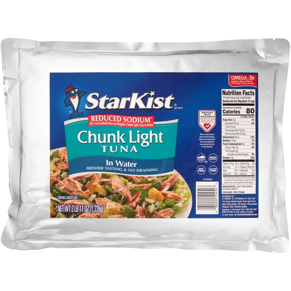 Light Chunks Low Sodium Vacuum Pak 43 oz., PK6